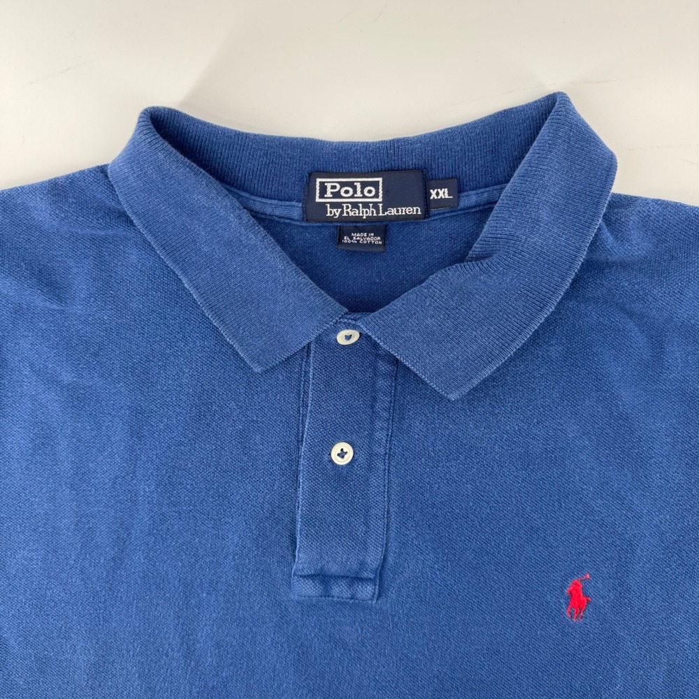 Polo Ralph Lauren Polo Casual‎ Preppy Shirt Men XXL Blue S/S Pique Red Pony Logo